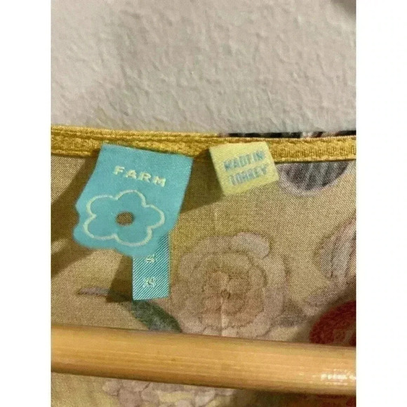 Farm Rio Maxi Dress XS Floral Yellow Pink Wrap Anthropologie Midi Asymmetrical - Picture 7 of 9